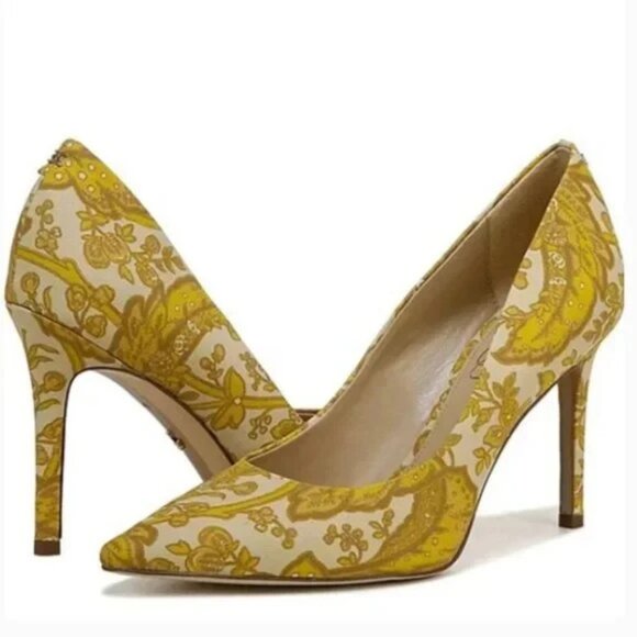 Sam Edelman Hazel Pumps in Yellow Floral Fabric Size 11 - Picture 2 of 9